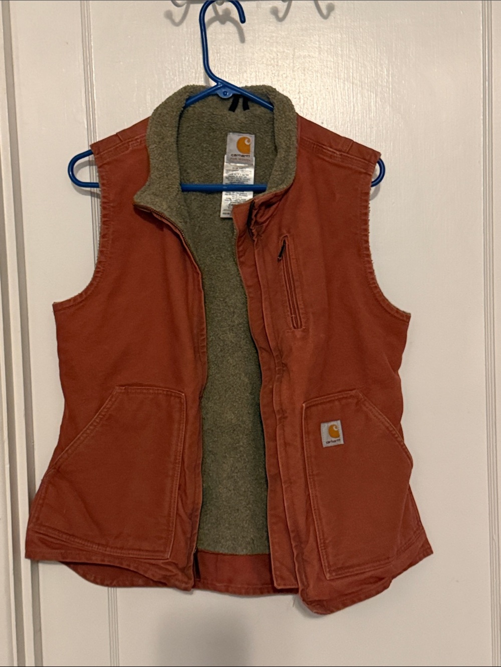 Vintage Carhartt Sherpa-Lined Vest Women's Small "Rose Pink"